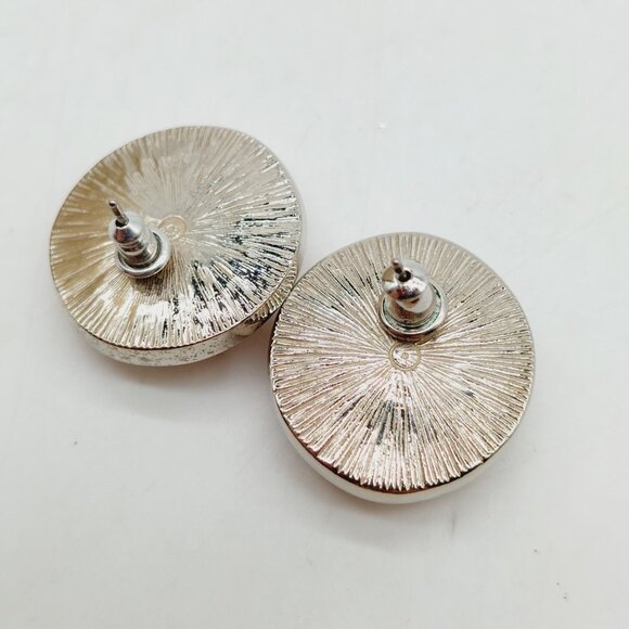 Avon Desert Sands Earrings Swirled Salmon Pink Ovals Stud - Picture 3 of 4